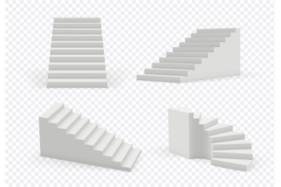 Stairs realistic. Architectural object staircase up steps vector moder