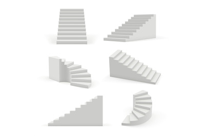 Stairs modern. 3d white architectural objects for interior space up an