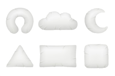 Pillows different shapes. Night symbols for relax and comfortable rest