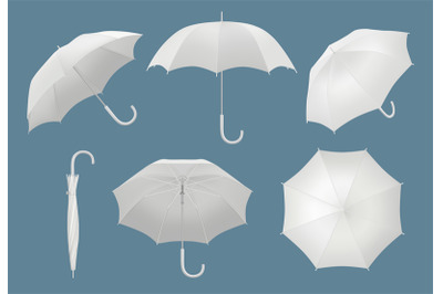 Blank 3d umbrella. Waterproof protected rain umbrella vector realistic