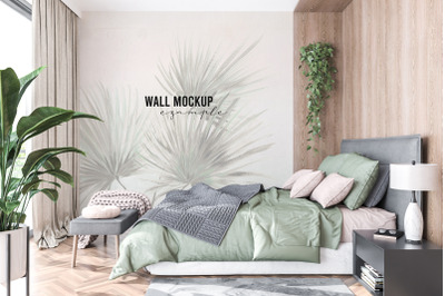 Wall mockup - wallpaper mockup - bedroom