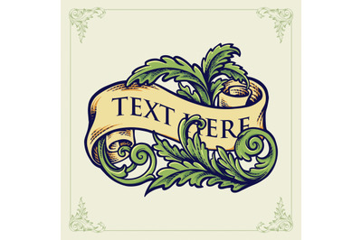 Vintage Ribbon Banner Decoration with Ornament
