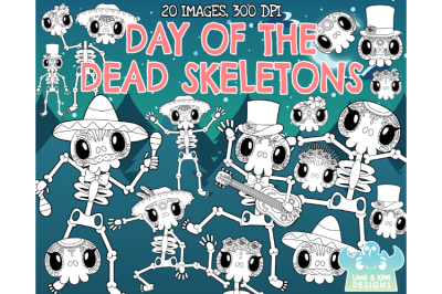 Day of the Dead Skeletons Digital Stamps