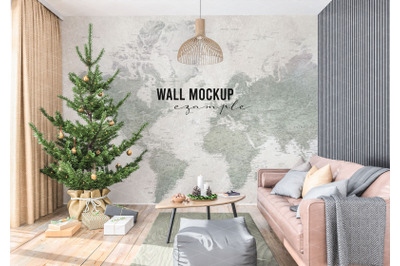 Christmas interior mockup wall mockup