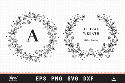 Monogram Svg Farmhouse Svg Logo Svg Wedding Svg Laurel Wreath Svg Leaf Wreath SVG Digi Stamp Floral Wreath Svg Commercial Use Svg
