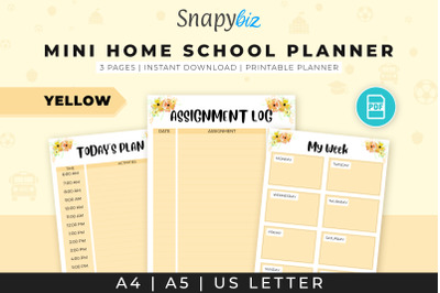 Mini Homeschool Planner | Yellow School Planner