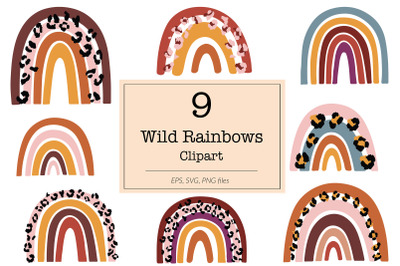 Wild Rainbow SVG Clipart, Leopard Rainbows