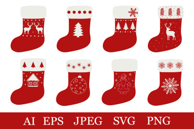 Christmas stocking bundle. Christmas sock. Stocking SVG