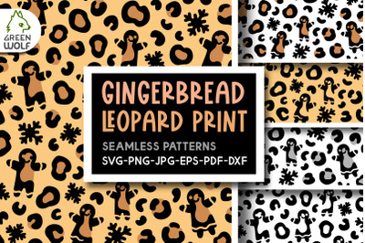 Gingerbread man pattern svg Christmas leopard print svg bundle