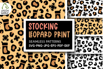 Christmas stocking leopard print svg Christmas pattern svg bundle