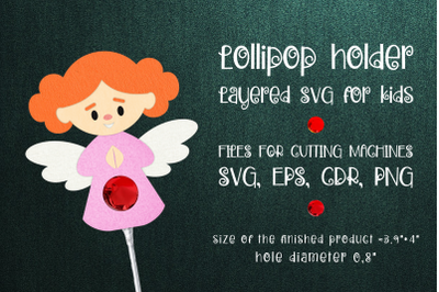 Angel Girl Lollipop Holder Template SVG