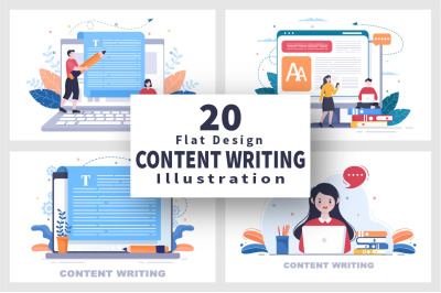 20 Content Writing or Journalist Vector Illustration