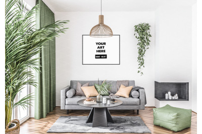 Interior scene artwork background frame mockup