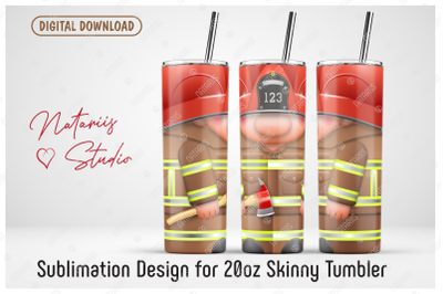 Cute Firefighter Sublimation Design - 20oz TUMBLER