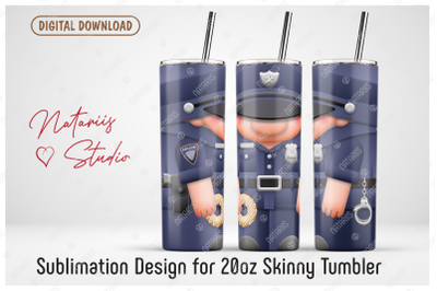 Cute Police Officer Sublimation Design - 20oz TUMBLER
