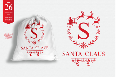 Santa Claus Monogram Alphabet - Christmas Split Letters