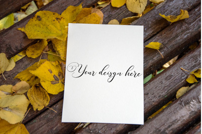 5x7 Autumn Card Mockup. Fall Mockup. Greeting card PSD mockup. Invitat