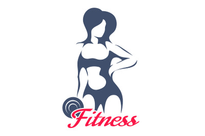 Fitness Emblem or Logo Design Athletic Woman Holding Weight