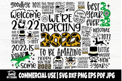 Happy New Year SVG Bundle, Hello 2022 Svg Cut File
