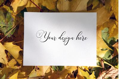 7x5 Autumn Card Mockup. Fall Mockup. Greeting card PSD mockup. Invitat