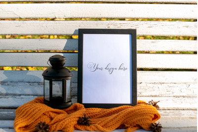 A4 Autumn Frame Mockup. Fall Mockup. Frame PSD&2C; frame PNG mockup. Fram