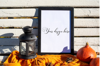 A4 Autumn Frame Mockup. Fall Mockup. Frame PSD&2C; frame PNG mockup. Fram