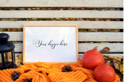 A4 Autumn Frame Mockup. Fall Mockup. Frame PSD&2C; frame PNG mockup. Fram