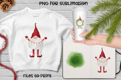 Christmas gnome sublimation. Design for printing.&nbsp;