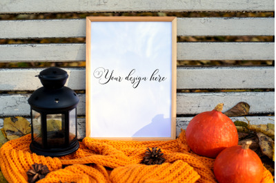 A4 Autumn Frame Mockup. Fall Mockup. Frame PSD&2C; frame PNG mockup. Fram