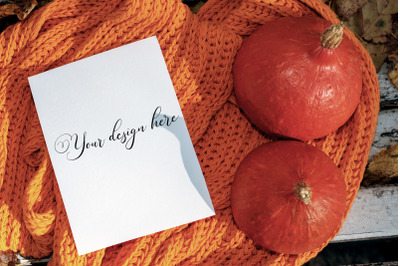 5x7 Autumn Card Mockup. Fall Mockup. Greeting card PSD mockup. Invitat