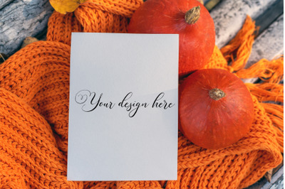 5x7 Autumn Card Mockup. Fall Mockup. Greeting card PSD mockup. Invitat