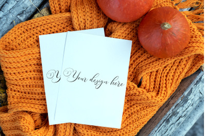 5x7 Autumn Card Mockup. Fall Mockup. Greeting card PSD mockup. Invitat