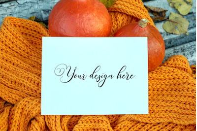 7x5 Autumn Card Mockup. Fall Mockup. Greeting card PSD mockup. Invitat