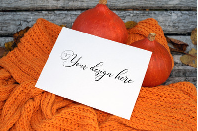 7x5 Autumn Card Mockup. Fall Mockup. Greeting card PSD mockup. Invitat