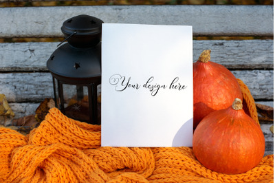 5x7 Autumn Card Mockup. Fall Mockup. Greeting card PSD mockup. Invitat