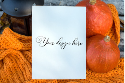 5x7 Autumn Card Mockup. Fall Mockup. Greeting card PSD mockup. Invitat