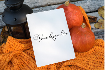 5x7 Autumn Card Mockup. Fall Mockup. Greeting card PSD mockup. Invitat