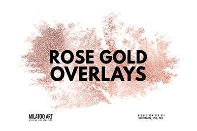 Rose gold overlays texture splatters metallic clip art