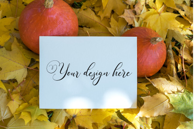 7x5 Autumn Card Mockup. Fall Mockup. Greeting card PSD mockup. Invitat