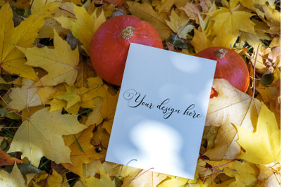 5x7 Autumn Card Mockup. Fall Mockup. Greeting card PSD mockup. Invitat