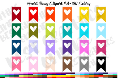 100 Heart Bunting Flags Banners Clipart Planner Stikers Clip Art