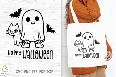 Cute ghost svg Happy halloween svg Halloween decal svg Tote bag svg