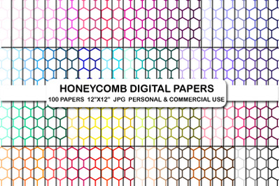 100 Honeycomb digital papers pack Beehive background pattern