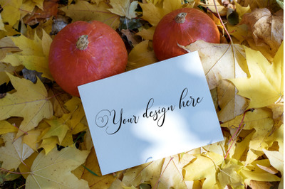 7x5 Autumn Card Mockup. Fall Mockup. Greeting card PSD mockup. Invitat