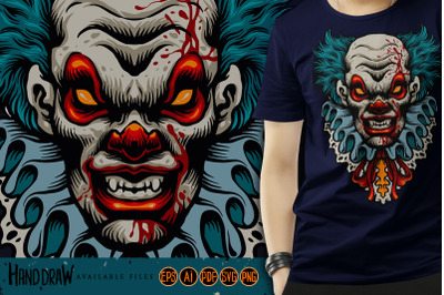 Evil scary clown terror Halloween Illustrations