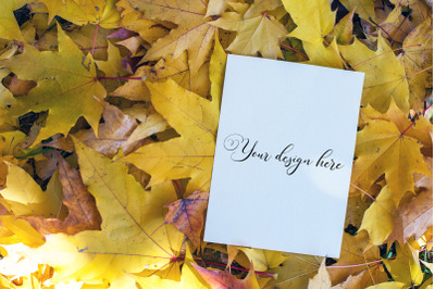 5x7 Autumn Card Mockup. Fall Mockup. Greeting card PSD mockup. Invitat