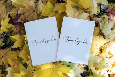 5x7 Autumn Card Mockup. Fall Mockup. Greeting card PSD mockup. Invitat