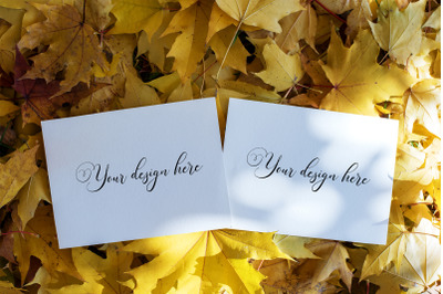 7x5 Autumn Card Mockup. Fall Mockup. Greeting card PSD mockup. Invitat