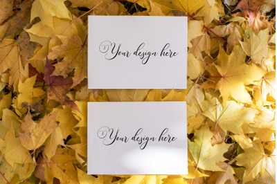 7x5 Autumn Card Mockup. Fall Mockup. Greeting card PSD mockup. Invitat