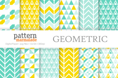Geometric Turquoise And Yellow - U010G01